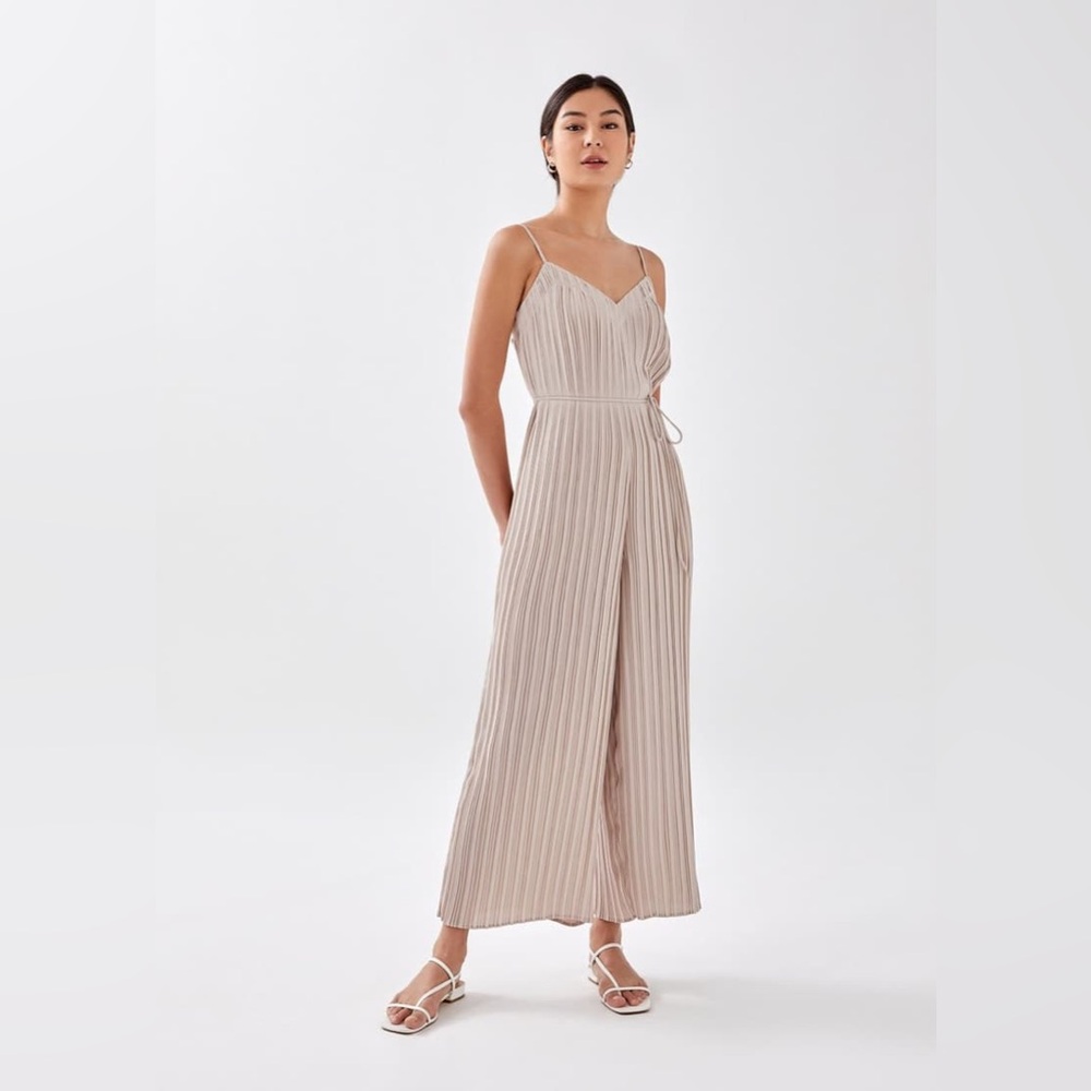 051 Love Bonito Pleated Jumpsuit Elegant Sand Jumpsuit